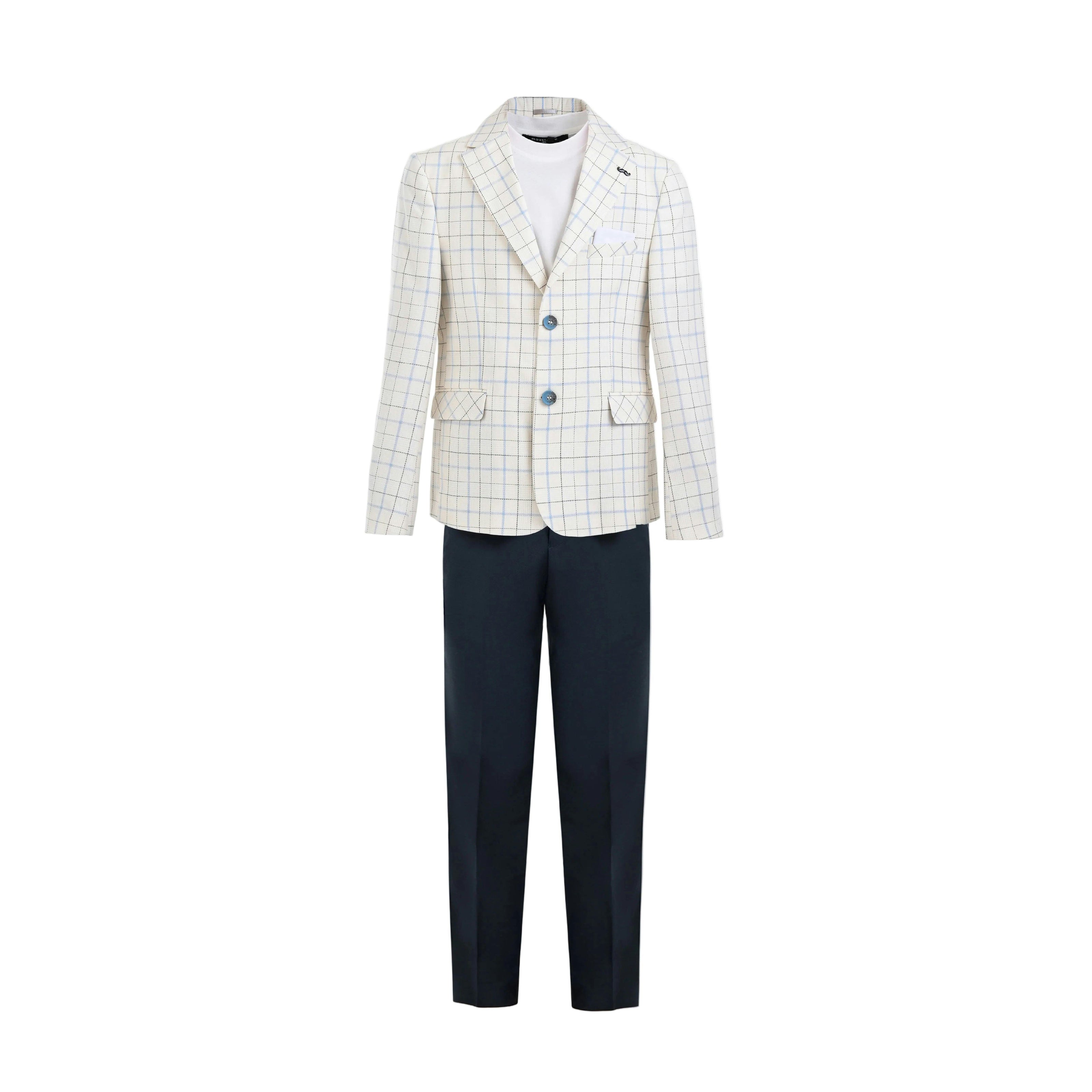 White Henry Checkered Blazer Suit Set