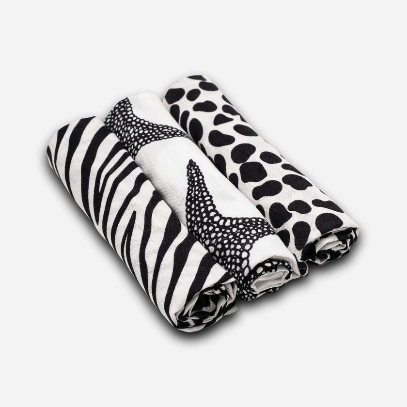 Animal Print Muslin Burp Cloths