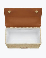 Medium Insulated Hand-Woven Wicker Lunchbox, Natural & Brown