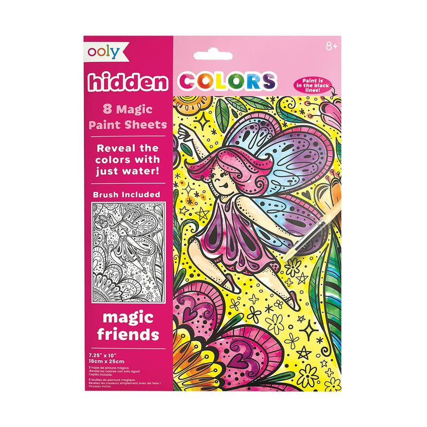 Hidden Colors Magic Paint Sheets - Magic Friends - 8 Sheets 1 Brush