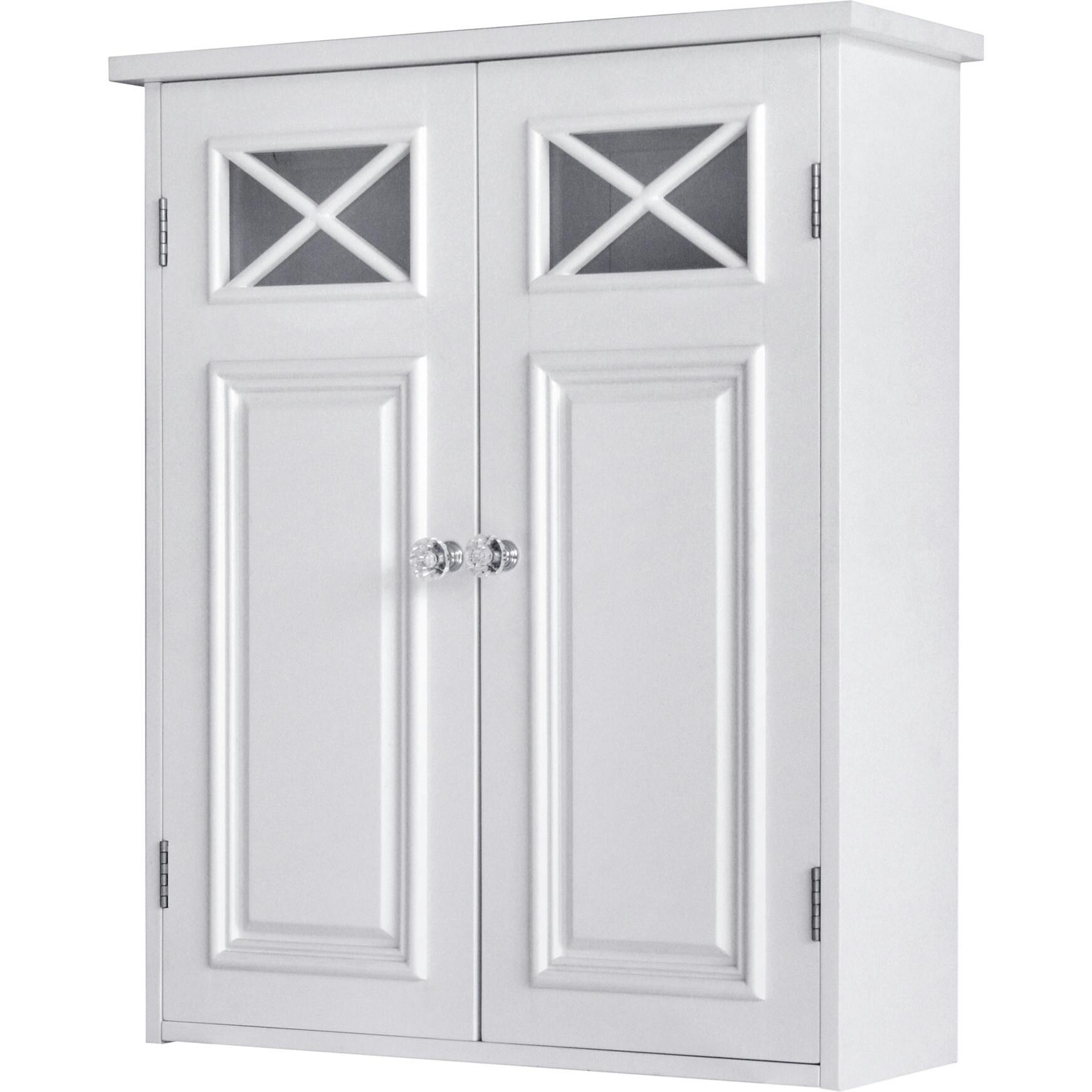 Dawson Wooden Wall Cabinet with Cross Molding and 2 Doors