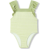 Green Gingham Ruffle Square Neck Swimsuit