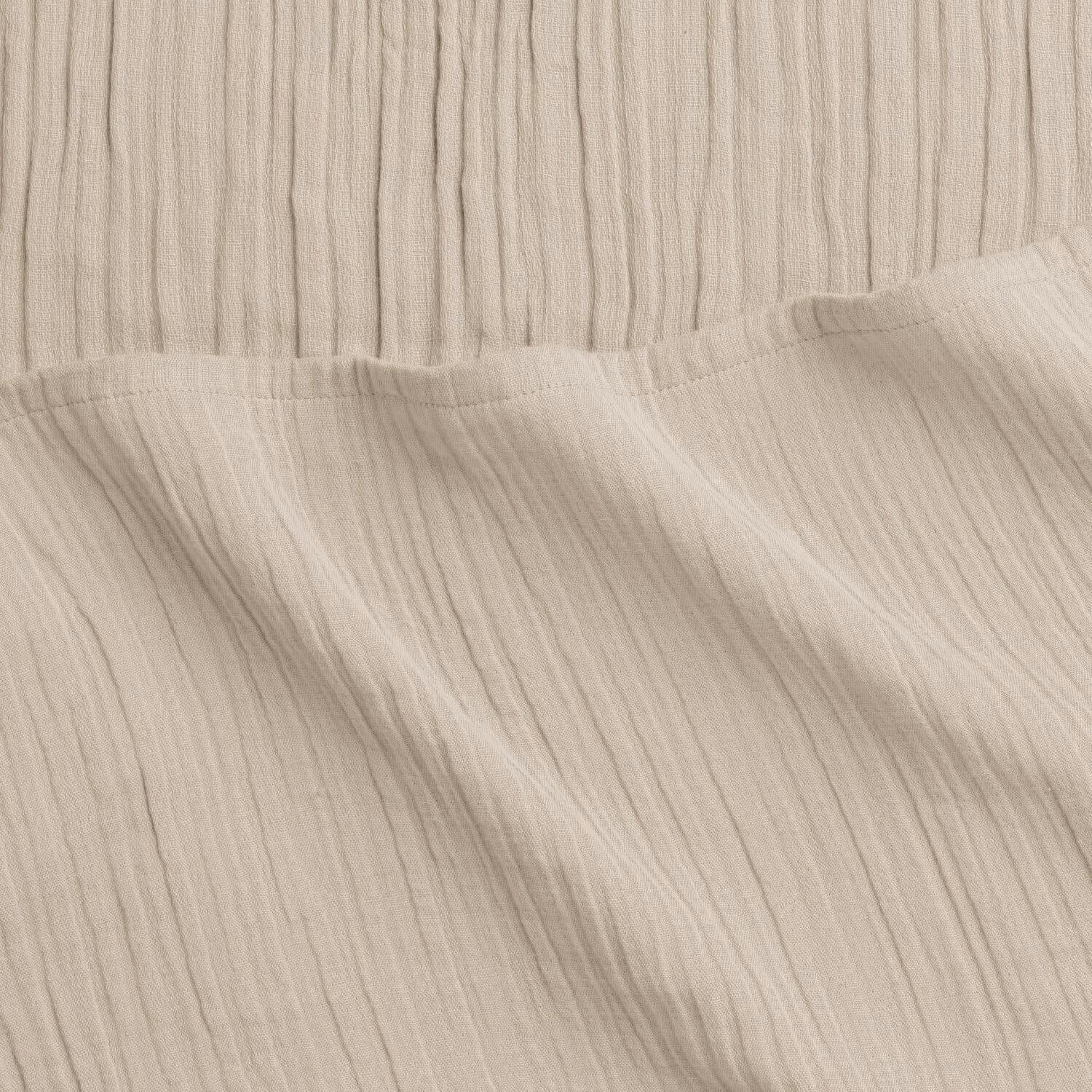 Calm Crinkled Comfort Flat Sheet, Beige