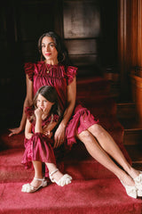 Peridot Dress in Garnet Stripe