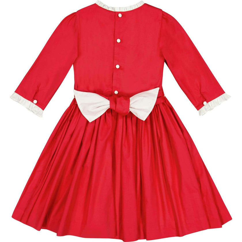 Luna Red Long Sleeve Smocked Dress