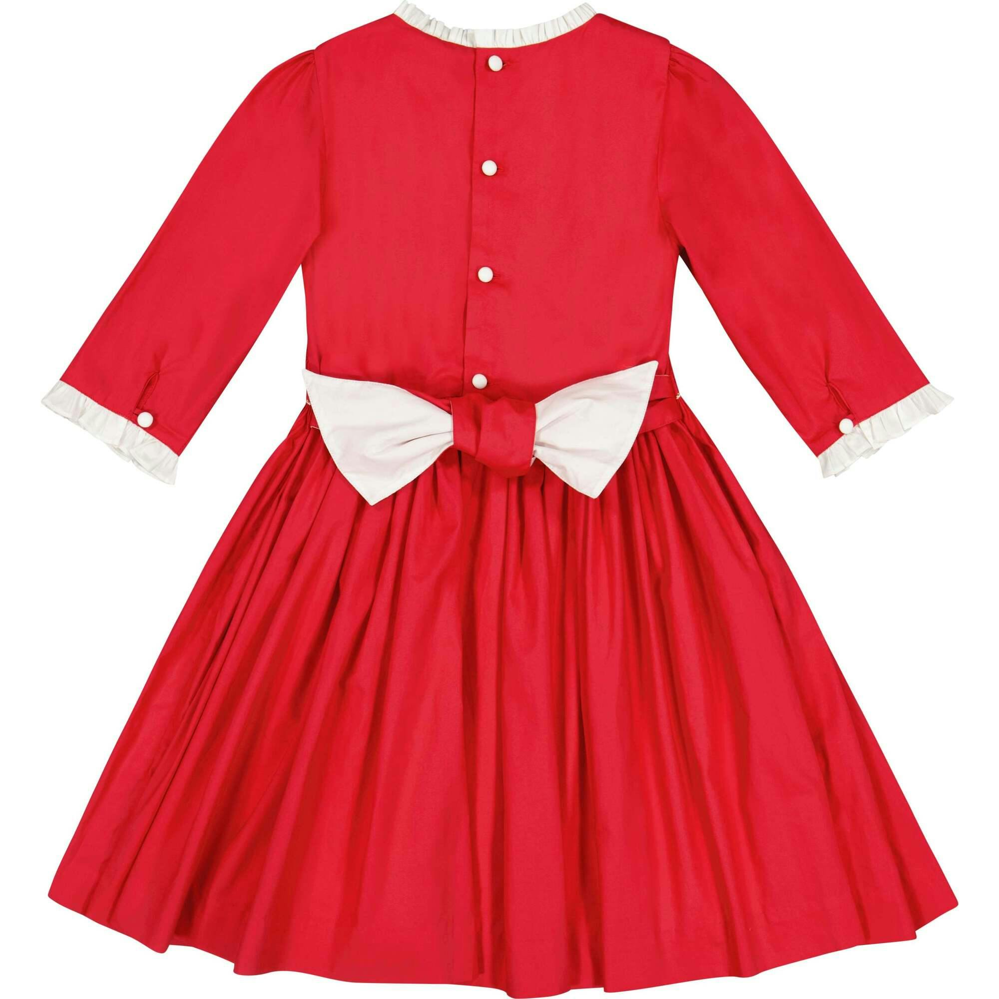 Luna Red Long Sleeve Smocked Dress