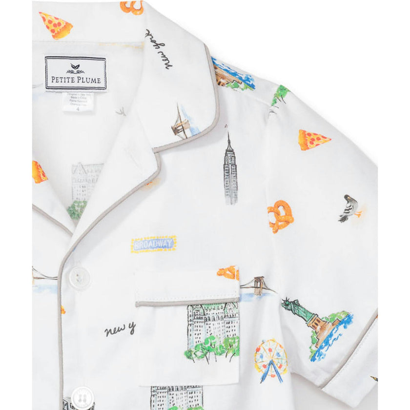 Kid's Twill Pajama Short Set in New York! New York!
