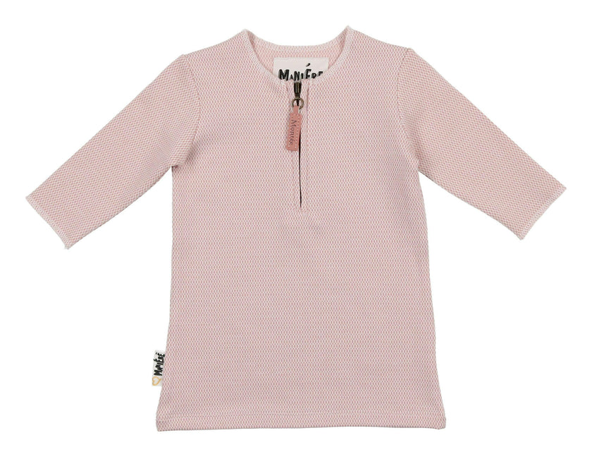 Microgrid Patterned 3/4 Sleeve Shirt