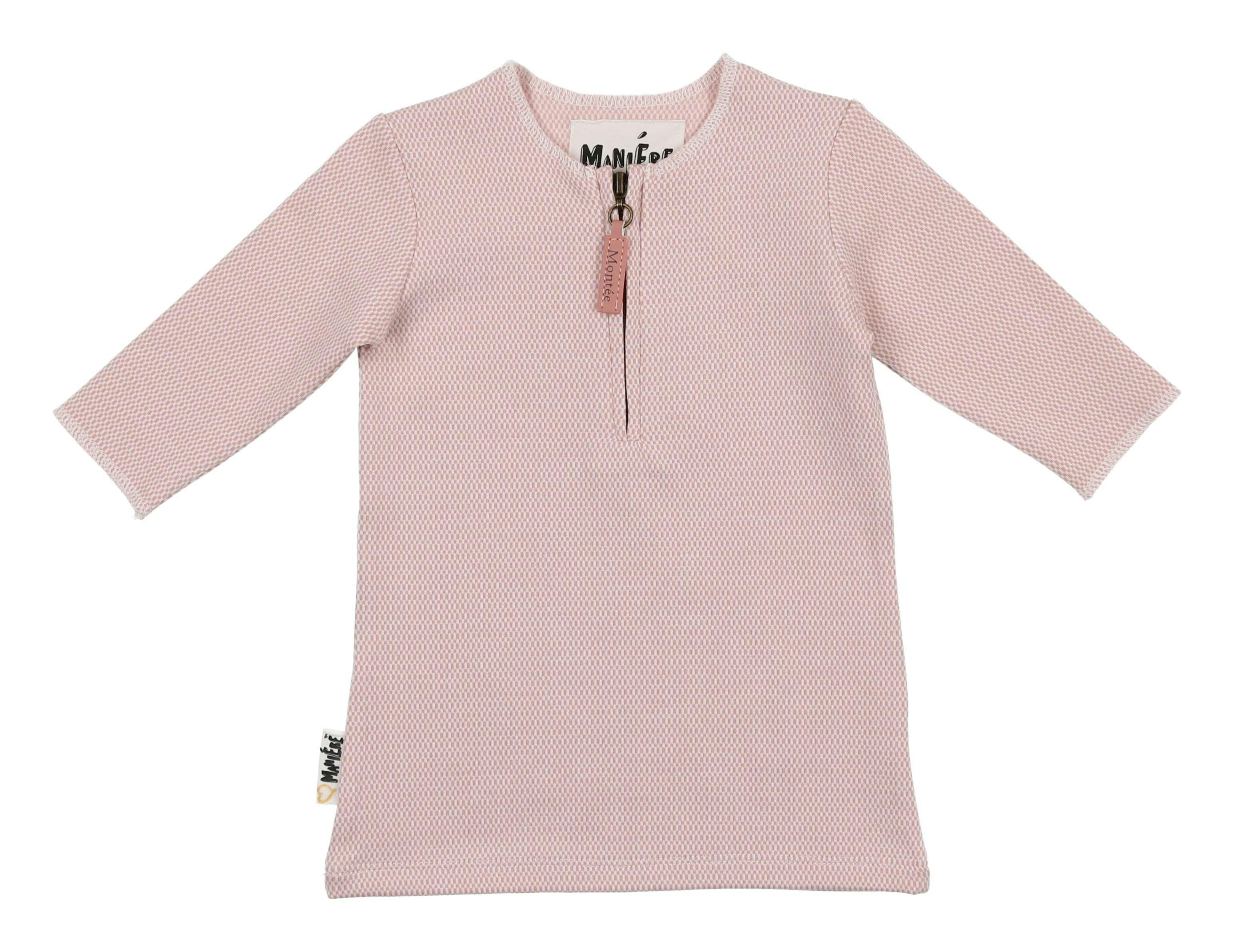 Microgrid Patterned 3/4 Sleeve Shirt