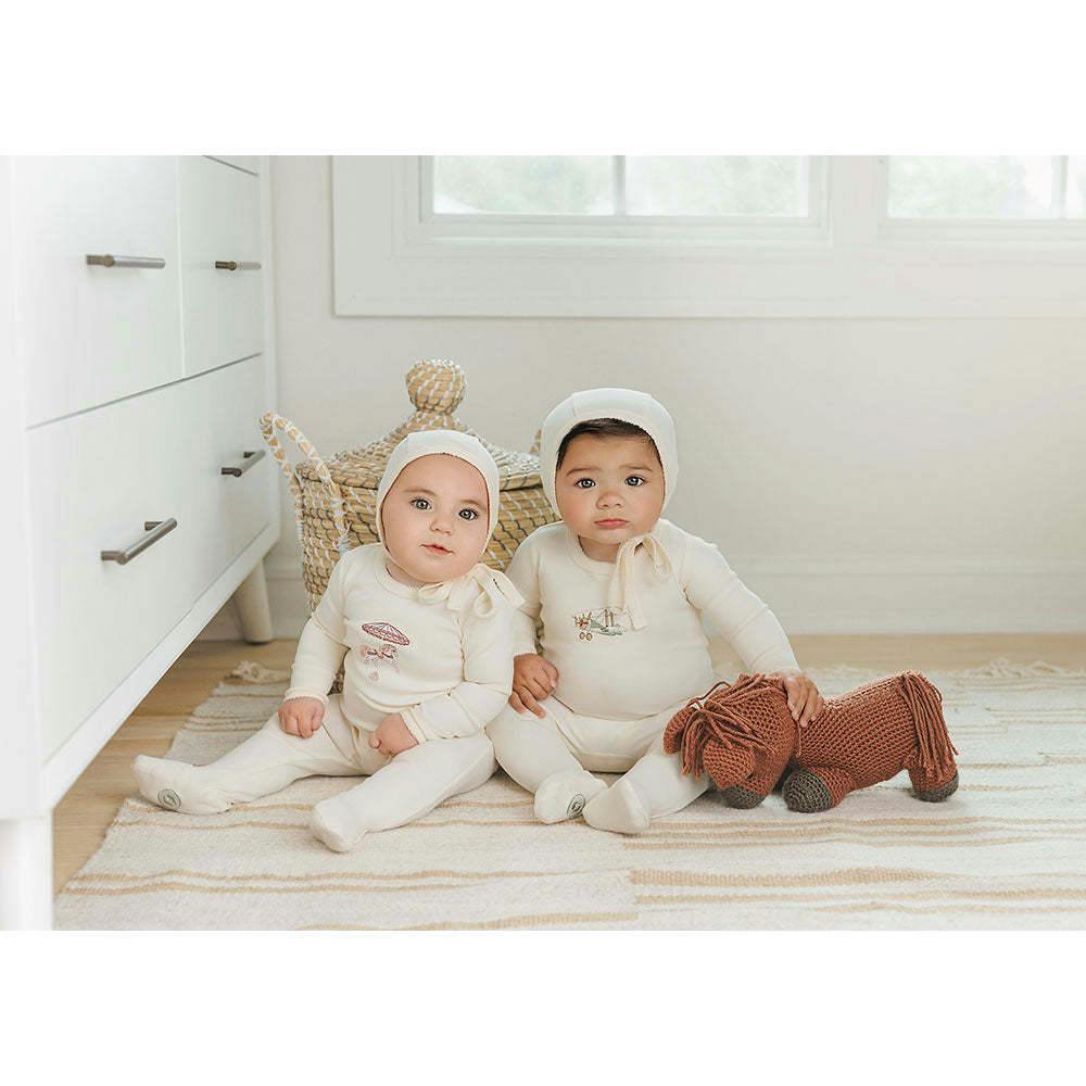 Flying High Footie & Hat Set Ivory