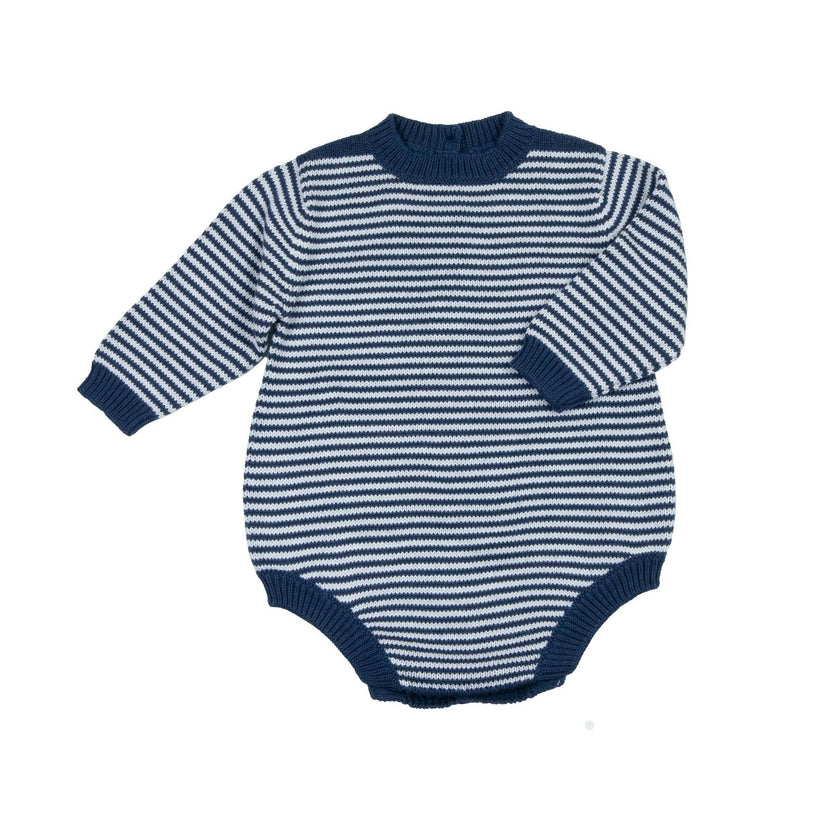 Baby Knit Romper Navy Stripe