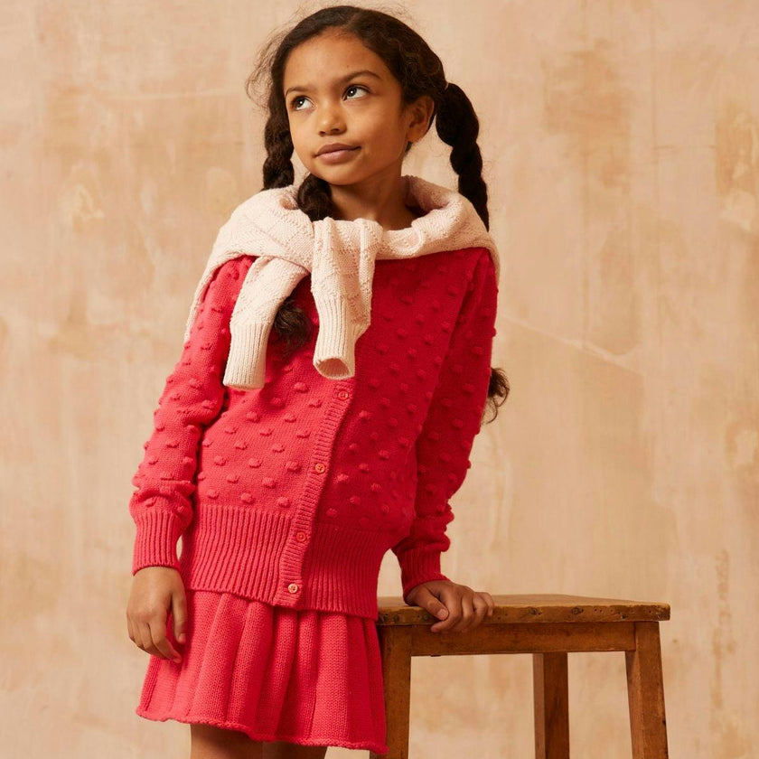 Popcorn Knit Cardigan | Raspberry