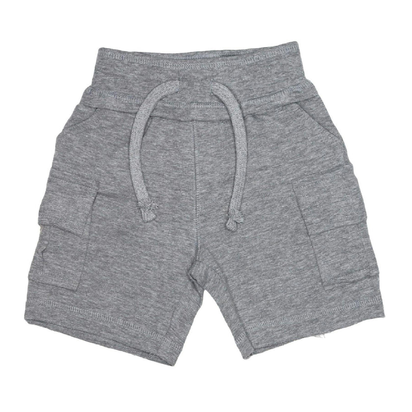 Kids Solid Cargo Shorts - Heather Grey