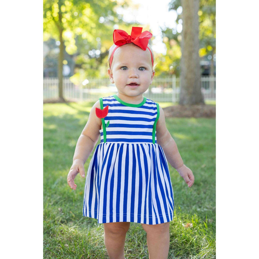 Stripe Knit Romper With Tulip
