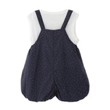 Navy Dotted Overall Set