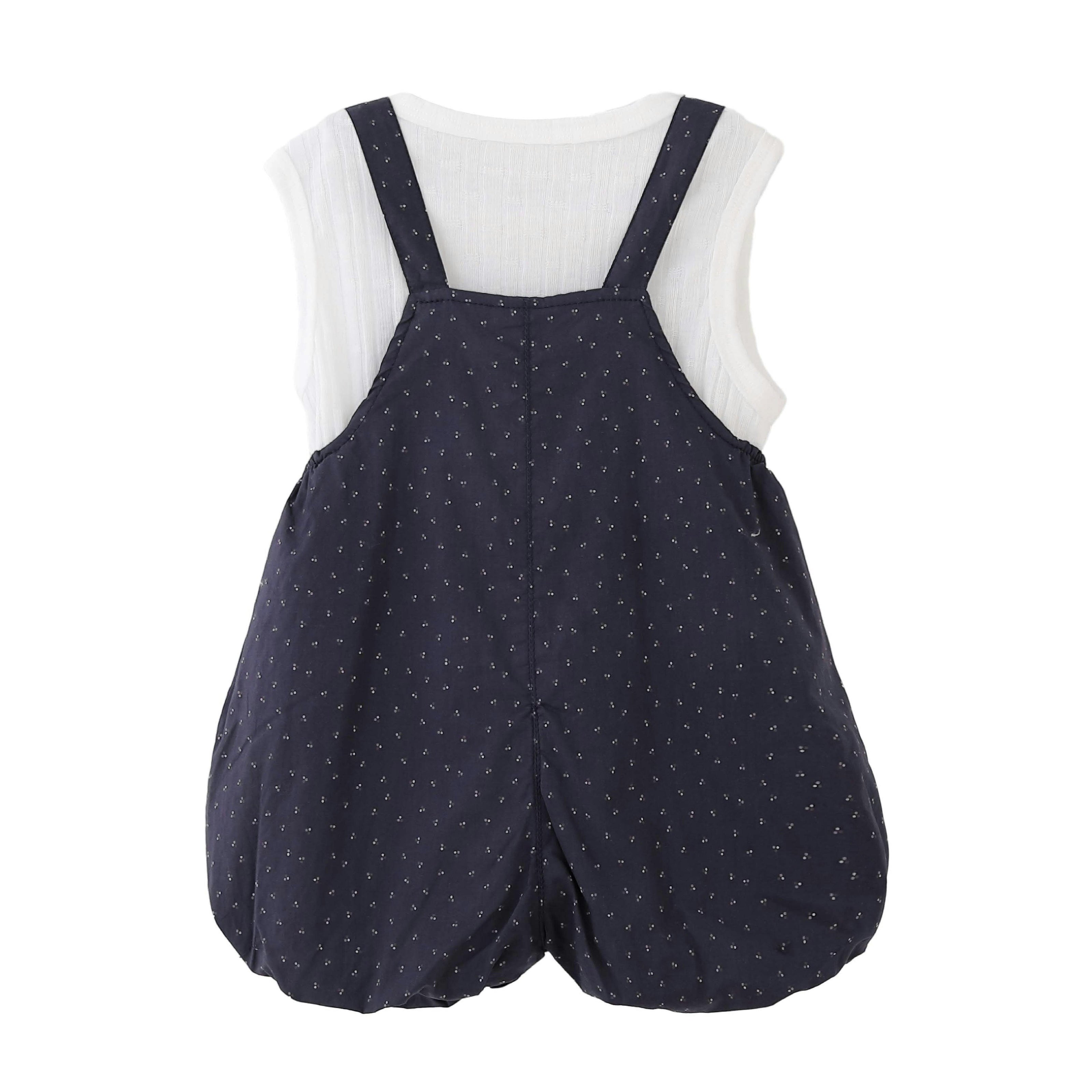 Navy Dotted Overall Set