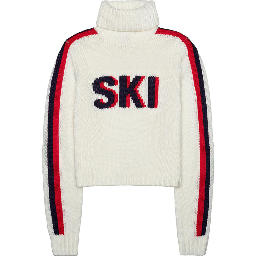 Women's Retro Ski Knit Cropped Turtleneck Sweater