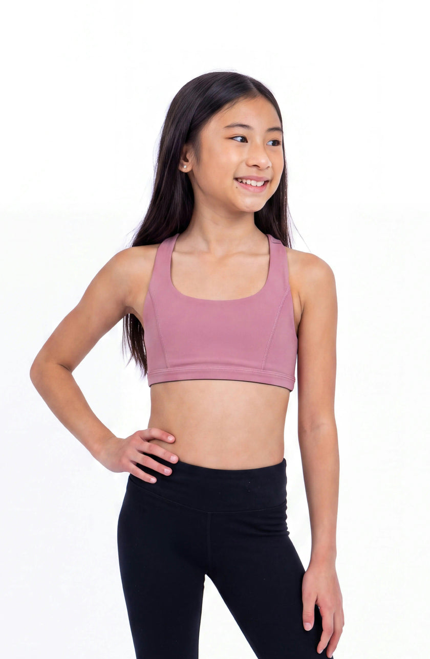 Petal - Double Strap Reversible Sports Bra - Rose/Black