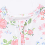 Cute Little Roses - 2 Way Ruffle Back Zipper Footie