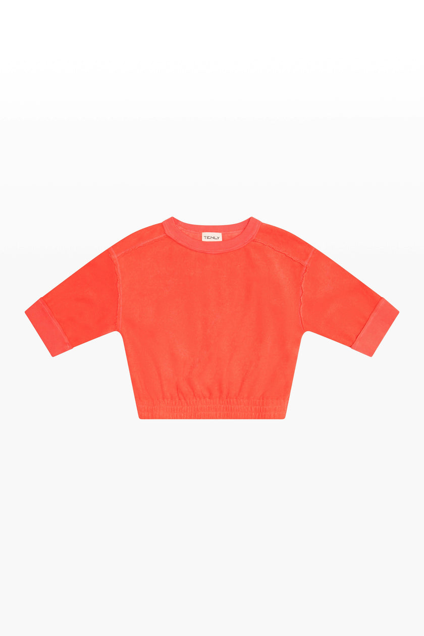 Terry Cloth Elbow Sleeve Pullover