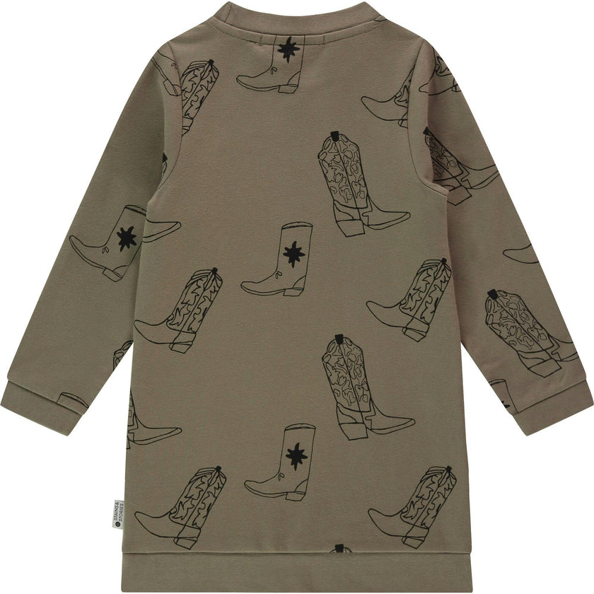 All Over Cowgirl Boots Printed Long Sleeve Pull-Over Sweater Dress