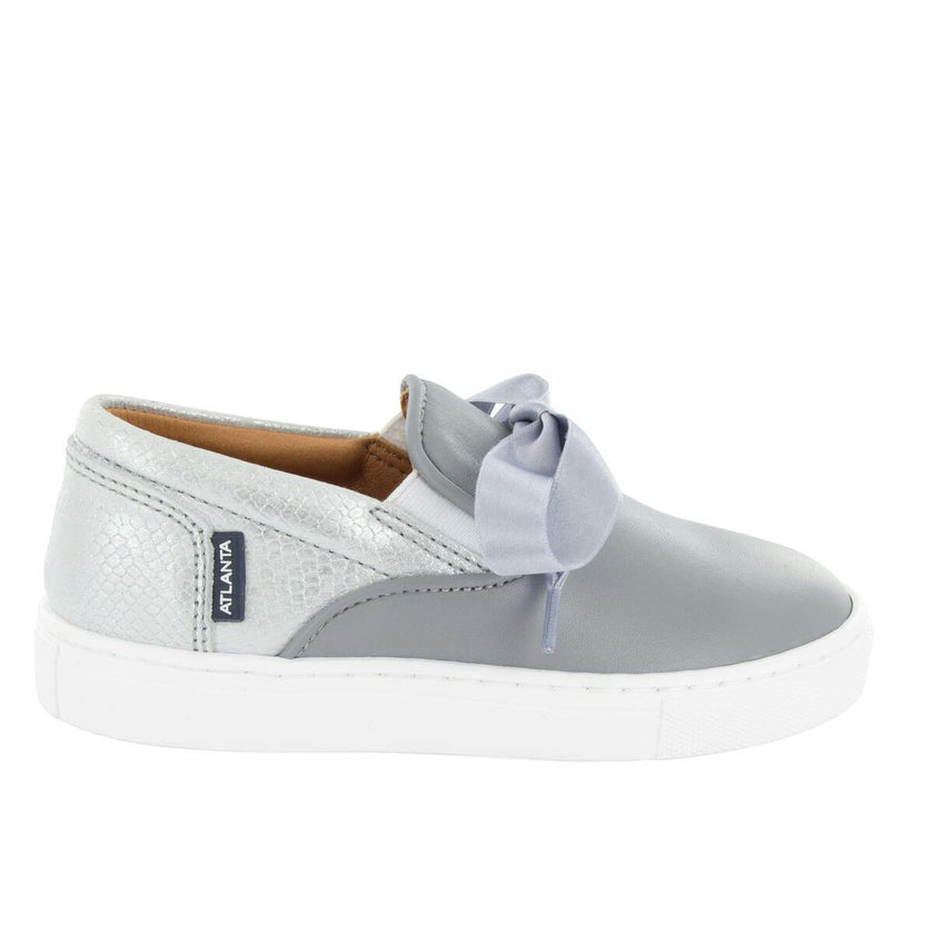 Leather & Lace Slip On Sneakers, Grey