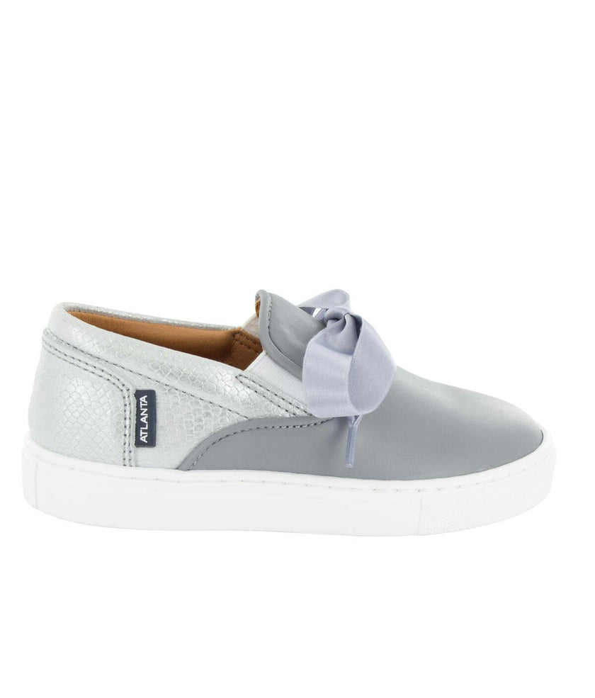Leather & Lace Slip On Sneakers, Grey