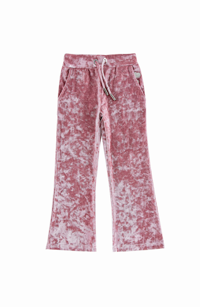 Velvet Yoga Pant with Embroidered Hearts, Rose Pink