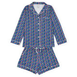 Elizabeth Women's Longsleeve Short Set - Christmas Candy Blue