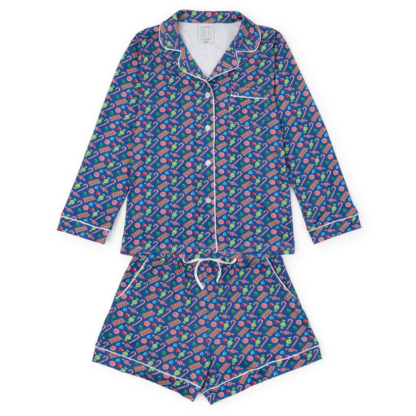 Elizabeth Women's Longsleeve Short Set - Christmas Candy Blue