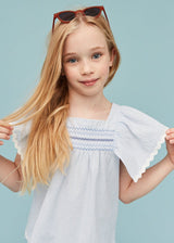 Seersucker Smocked Girl Blouse