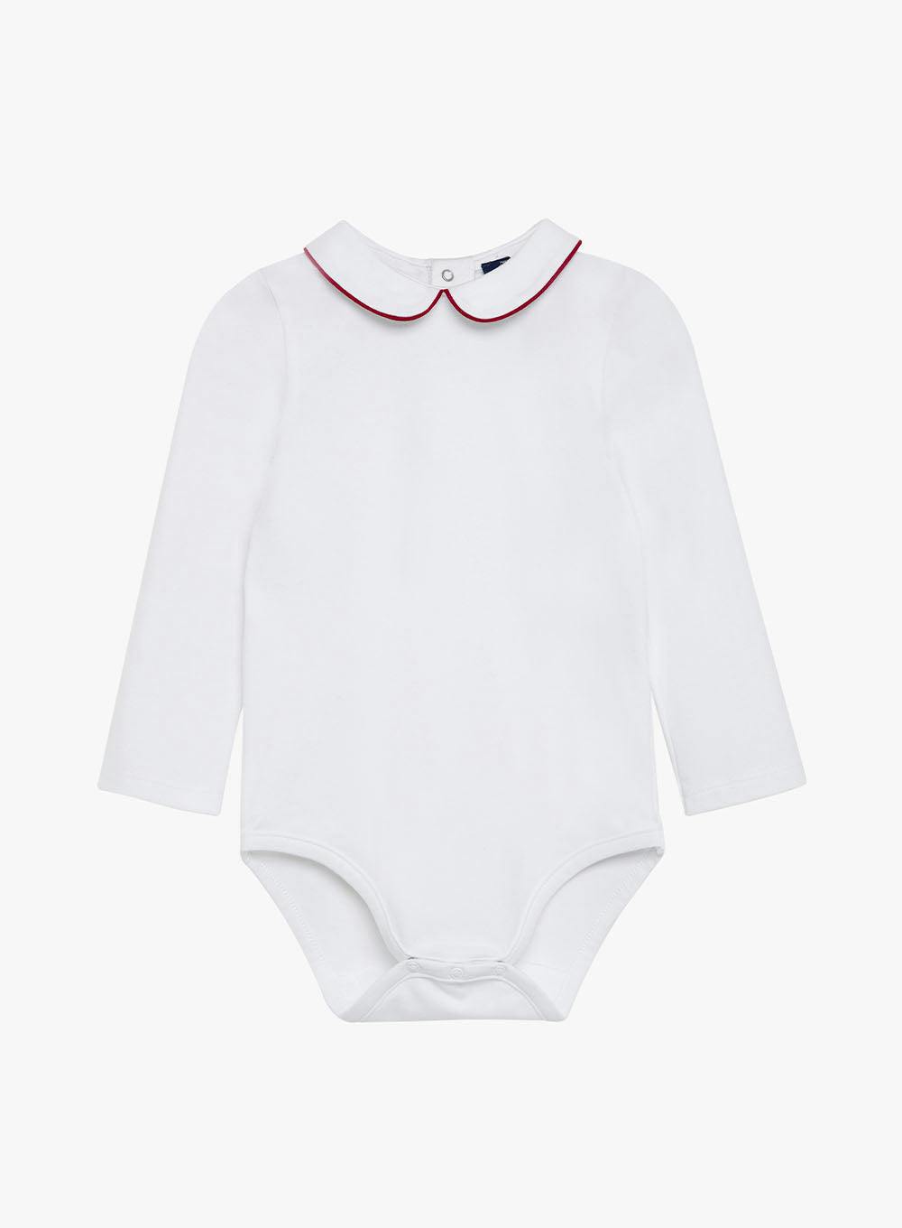 Baby Long-Sleeved Milo Bodysuit in White/Red
