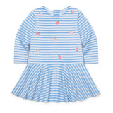 Stripe Knit Dress With Embroidered Flowers