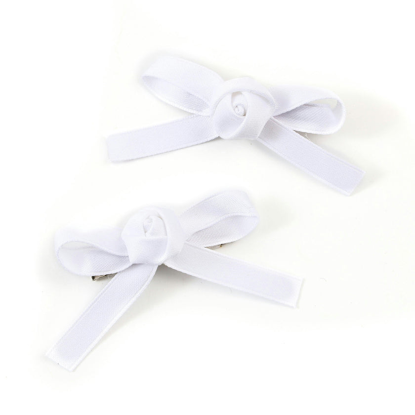 Halo Luxe Darla Rose Satin Double Clip Set - White