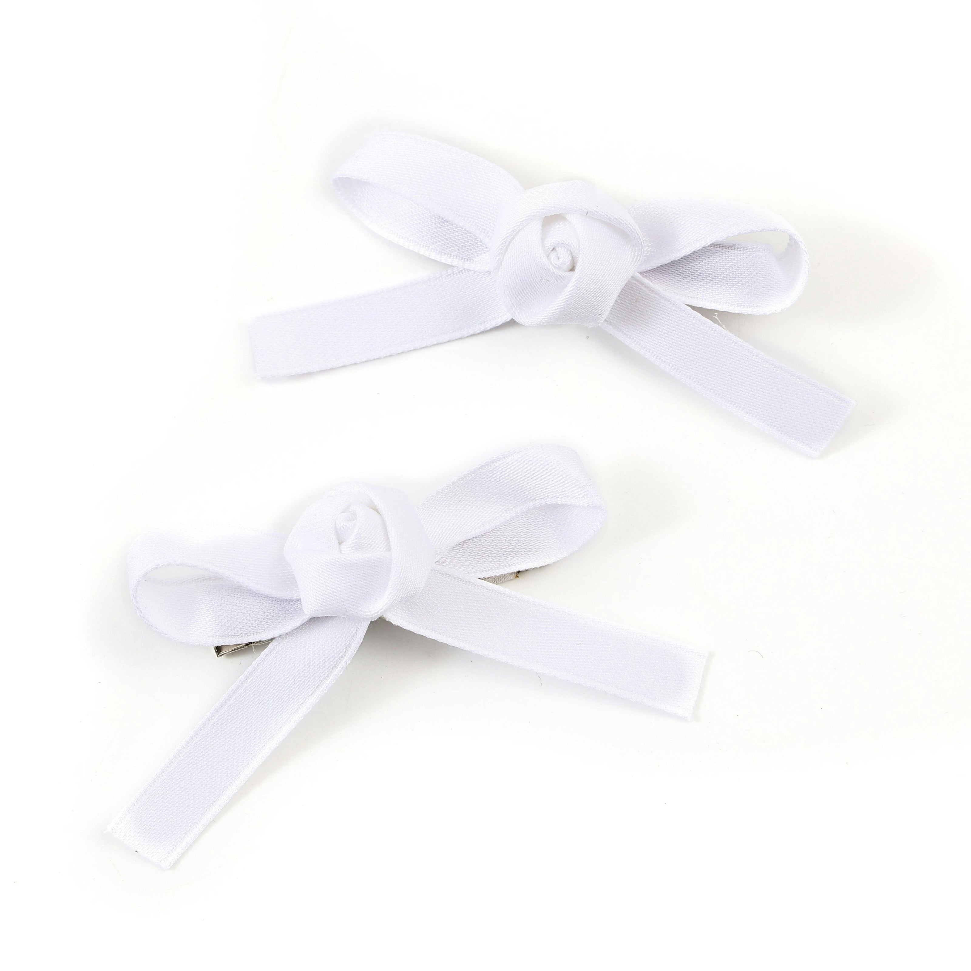 Halo Luxe Darla Rose Satin Double Clip Set - White