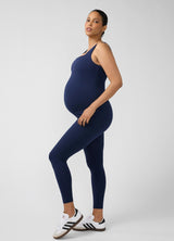Sleeveless Long Knit Active Maternity Unitard