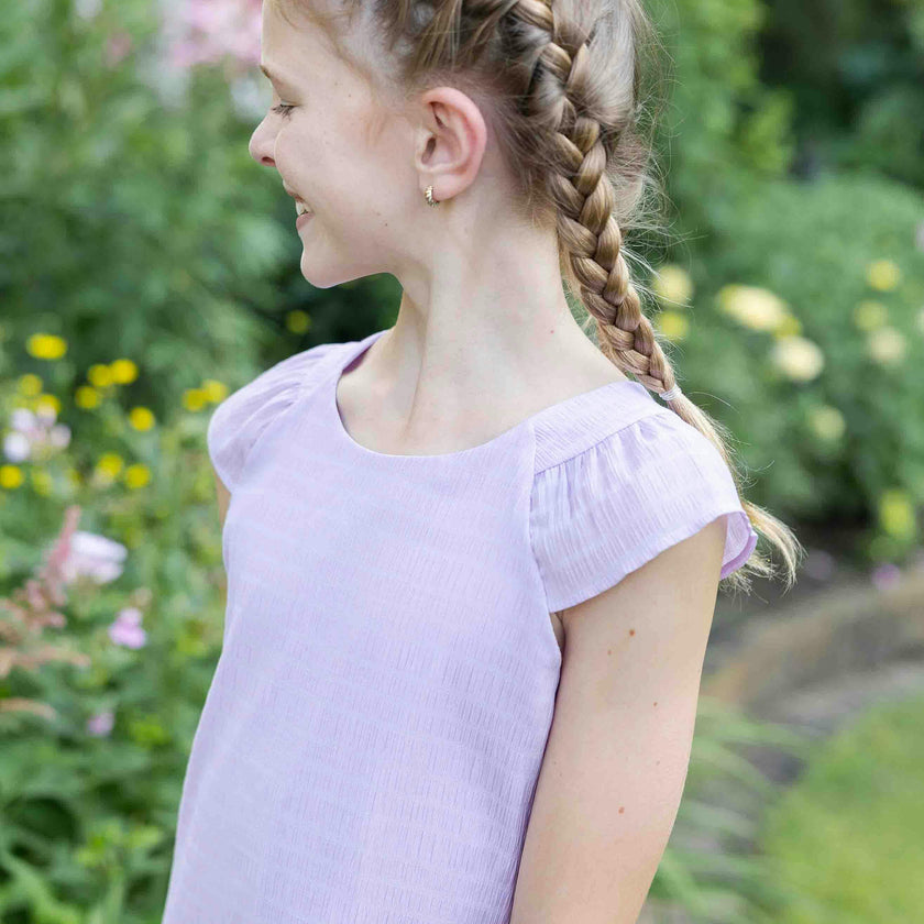Crinkle Lawn Dress With Shirred Hem Ruffle