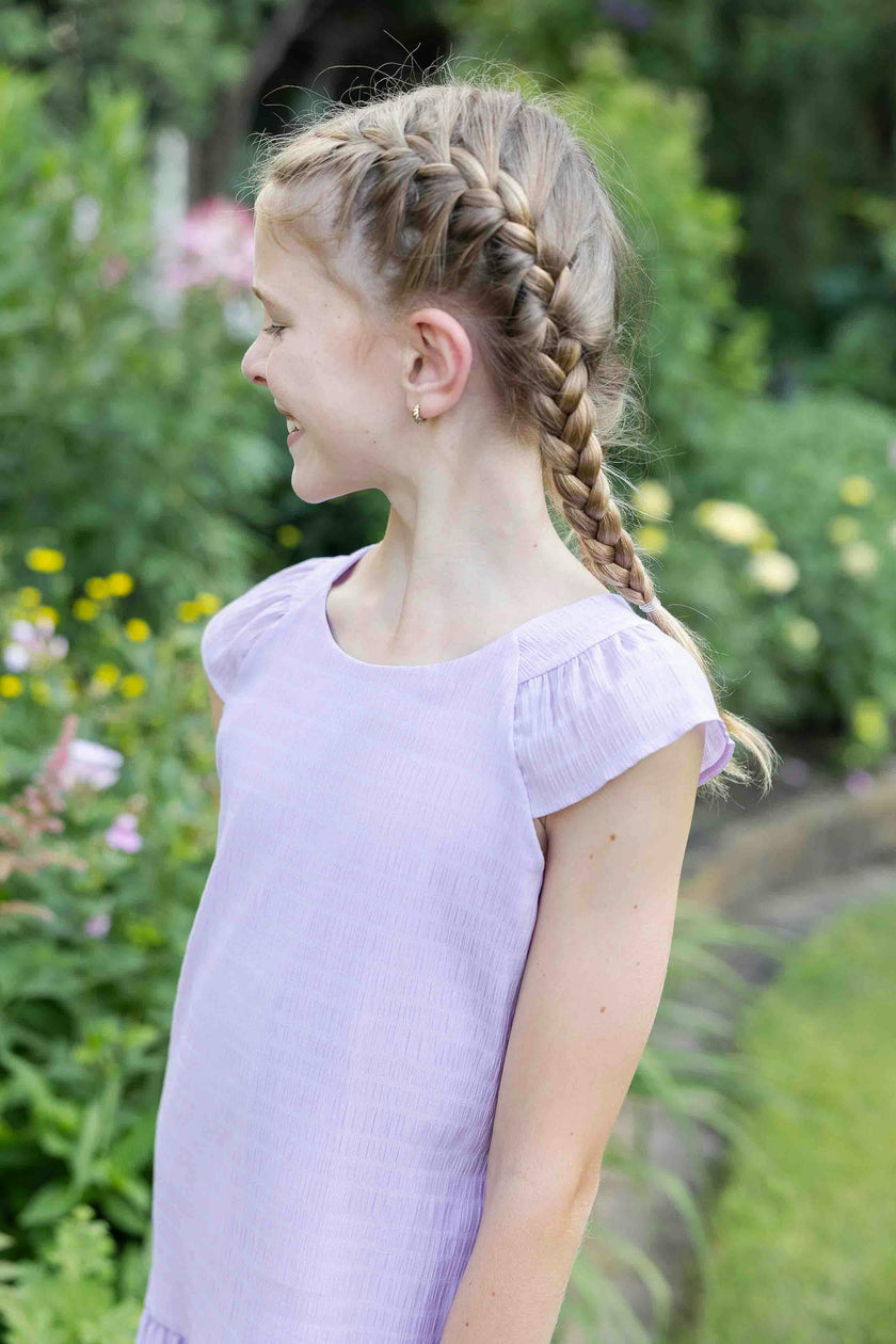 Crinkle Lawn Dress With Shirred Hem Ruffle