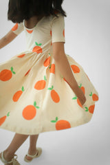 Short Sleeve Twirl Dress in Tangerines