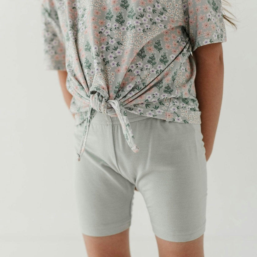 Girls Biker Shorts in Aqua Grey