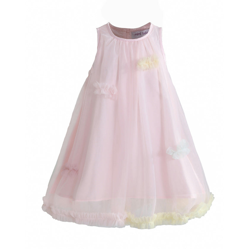 Pink Serenelle Floral Embellished Tulle Dress