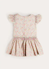 Adelaide Floral Smocked Cap Sleeve Drop Waist Dress in Pink (4-12yrs)