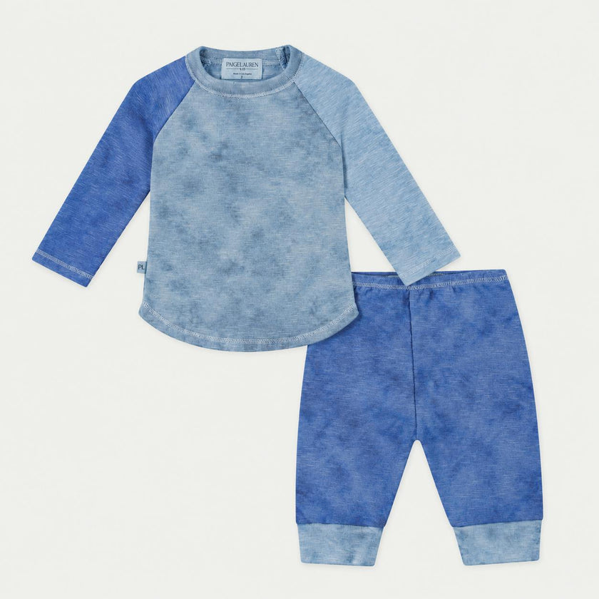 Garment Dyed Marble Slub Rib 3/4 Sleeve Raglan Tee + Jogger Set