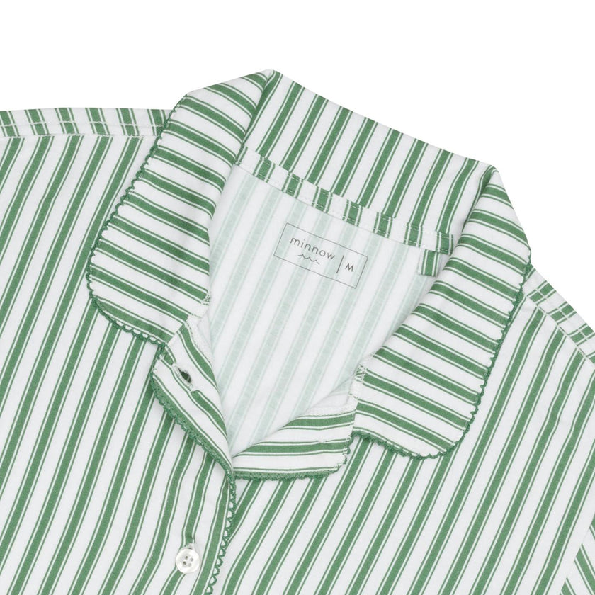 women's boxwood ticking stripe collared pima pajamas set
