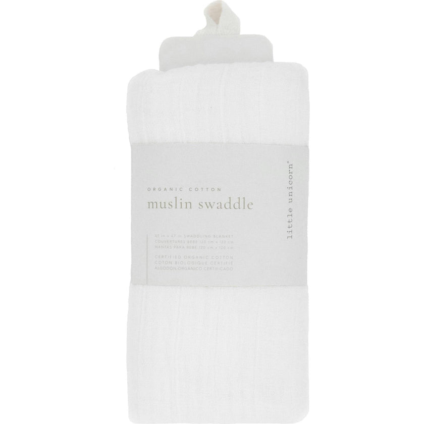 Organic Cotton Muslin Swaddle Blanket - White