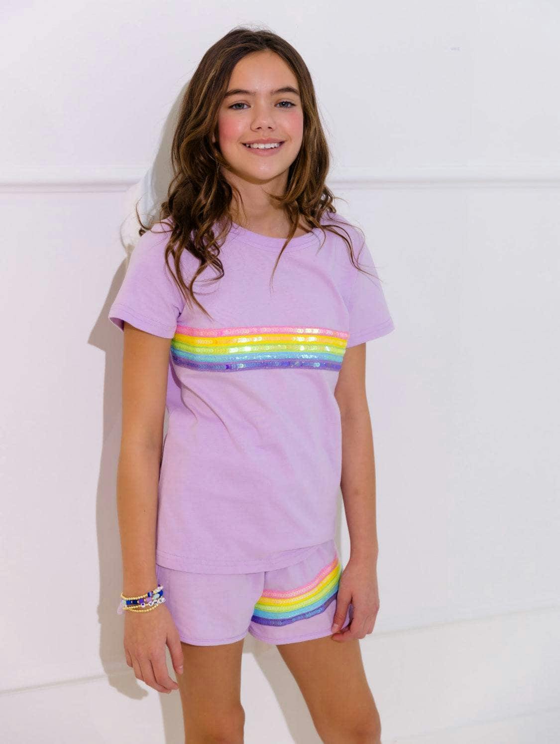 Rainbow Sequin Short Set Lavender