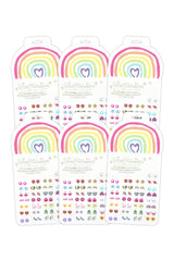 6 Packs of Rainbow Love Sticker Earrings