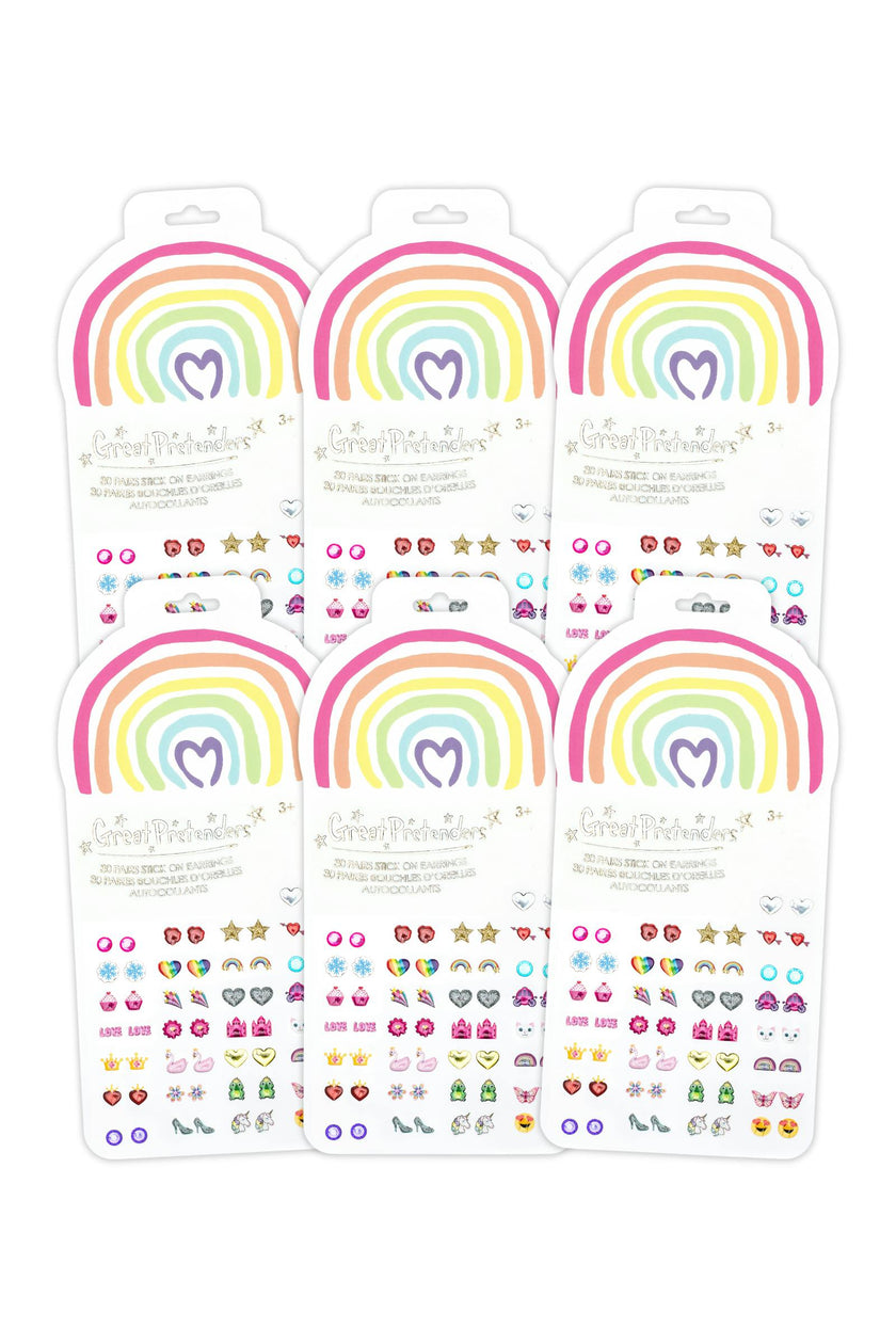 6 Packs of Rainbow Love Sticker Earrings