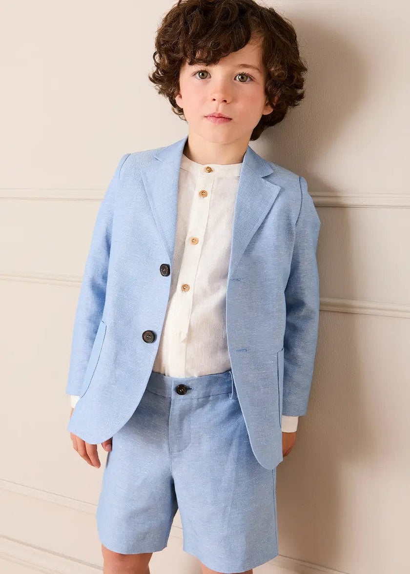 Linen Blend Tailored Shorts in Sky Blue (4-10yrs)