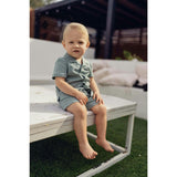 Boys Printed Gauze Collared Shirt & Short Set